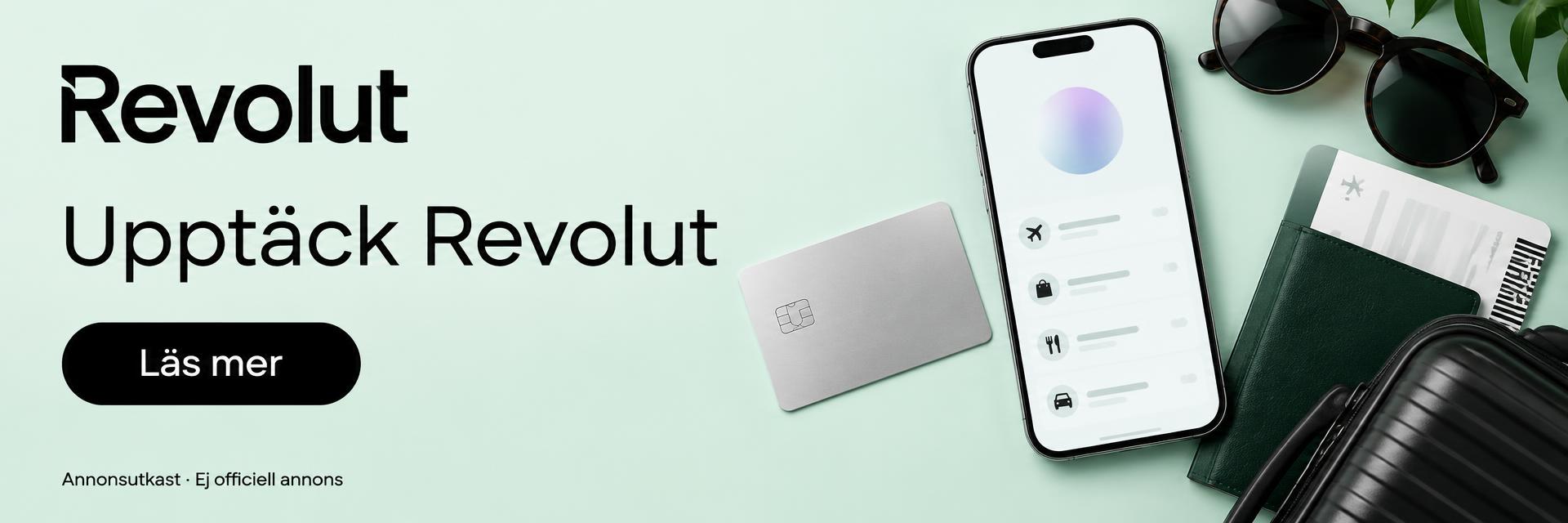 Revolut annonsutkast – Upptäck Revolut. Ej officiell annons.